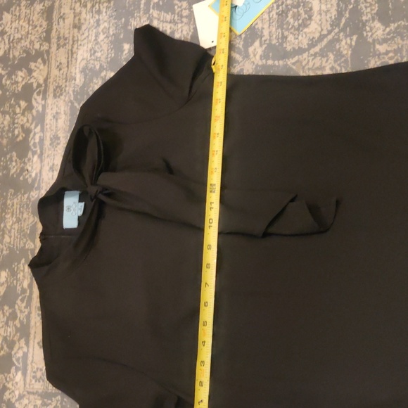 New!CeCe Bow Neck Short Sleeve A-Line Black Dress Women’s Flounce Ruffle Sz 12 - Picture 12 of 15